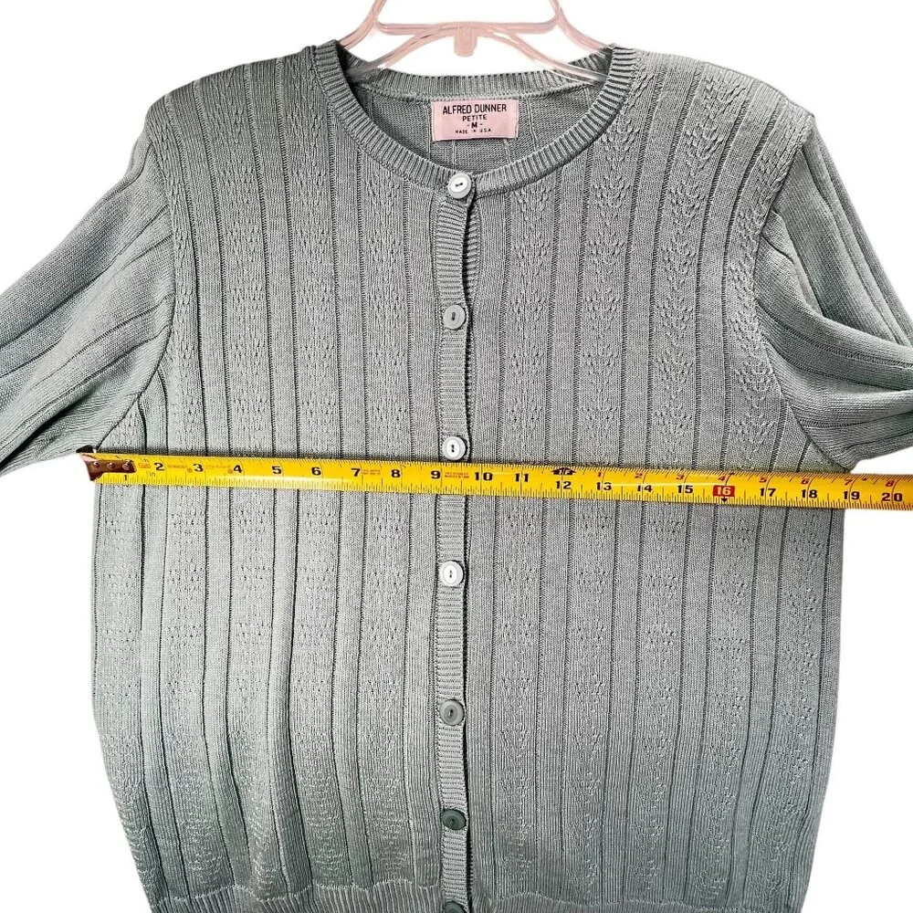NWT Vtg Alfred Dunner Cardigan Sweater Button Down Blue USA PM Ribbed Knit - Picture 10 of 11